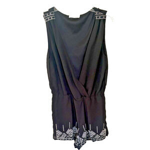 ENTRO Women Romper Size Medium Chiffon Lined Sleeveless Casual Pull on